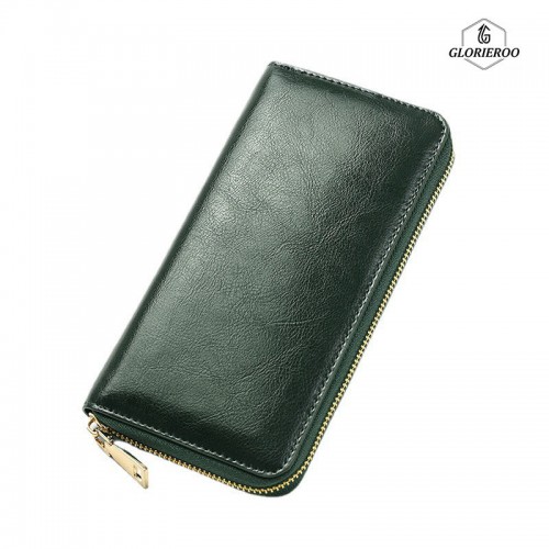 Women's Zipper Wallet Long Genuine Leather Large Capacity Clutch